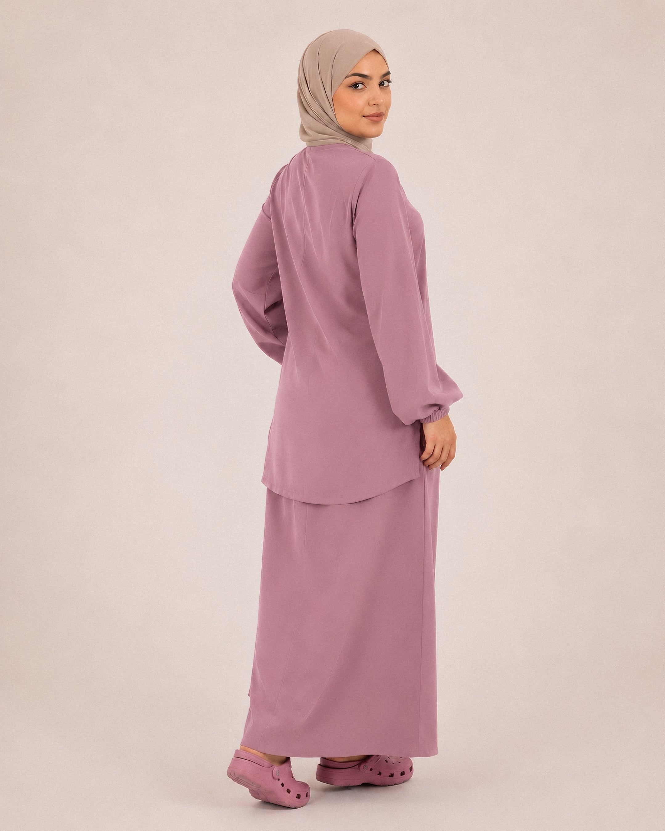 scrub jupe-mauve rose